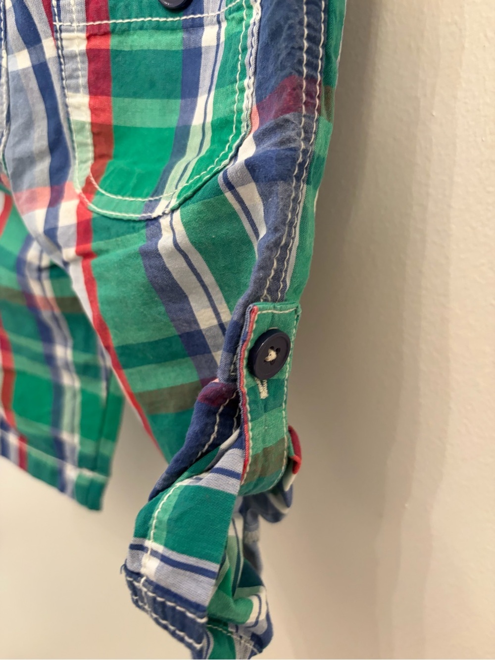 Baby Boden Multicolor Plaid Drawstring Shorts - Green, Blue, Red boys 3-6 months - Picture 5 of 9